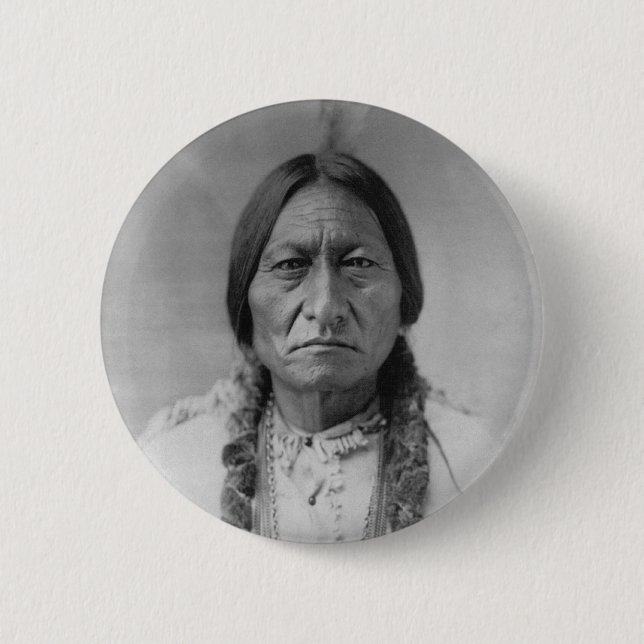 Lakota American Indian Chief Sitting Bull Pinback Button (Front)