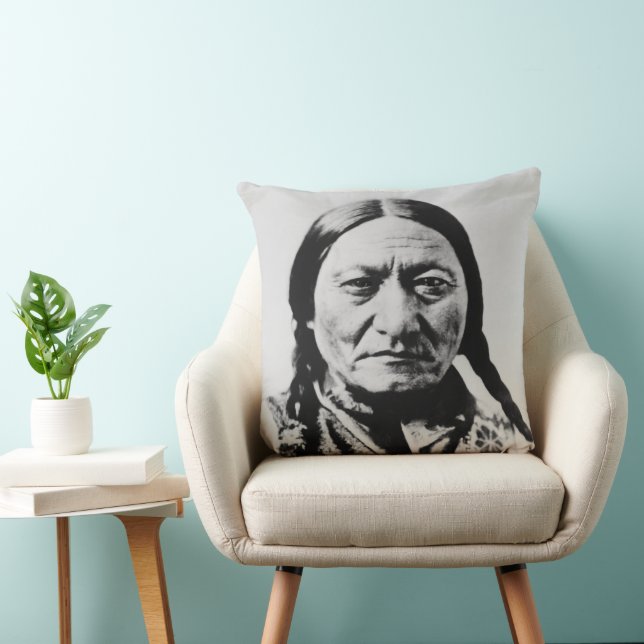 Lakota Chief Surrender: Sitting Bull Fort Buford Throw Pillow (Chair)