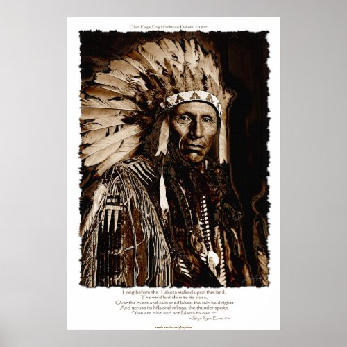 Lakota Chieftain Art  Native American Poem Poster
