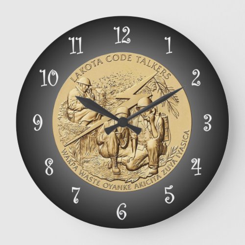 Lakota Code Talkers Bronze Medal  Large Clock