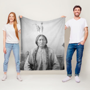 Lakota Leader Sitting Bull Native American Indian  Fleece Blanket