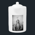 Lakota Leader Sitting Bull Native American Indian Teapot<br><div class="desc">The iron horse screeched to a halt, spewing steam into the unfamiliar D.C. air. Sitting Bull, his weathered face etched with the wisdom of a hundred battles, stepped off, his beaded buckskins a stark contrast to the starched suits bustling around him. Though years of confinement at Fort Randall had dimmed...</div>