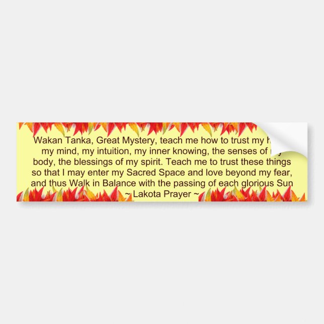 lakota prayer bumper sticker (Front)