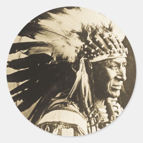 Lakota Sioux Chief White Swan Classic Round Sticker