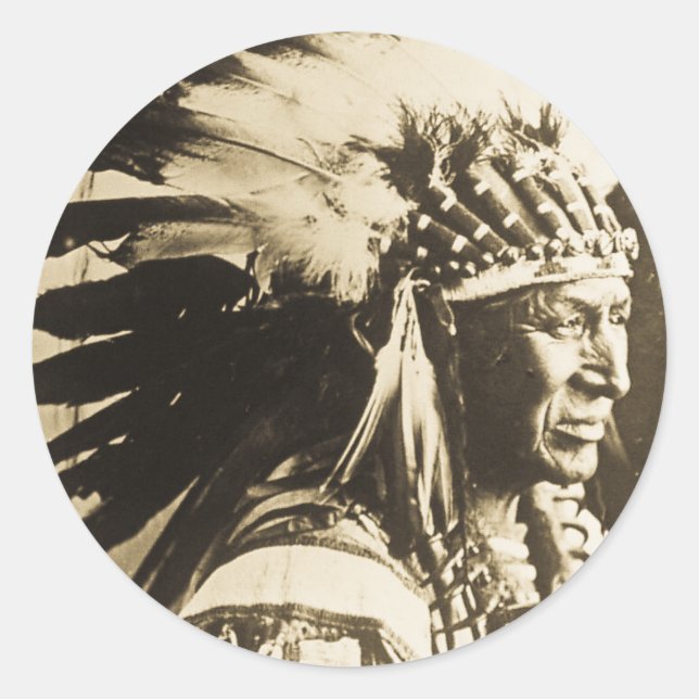 Lakota Sioux Chief White Swan Classic Round Sticker (Front)