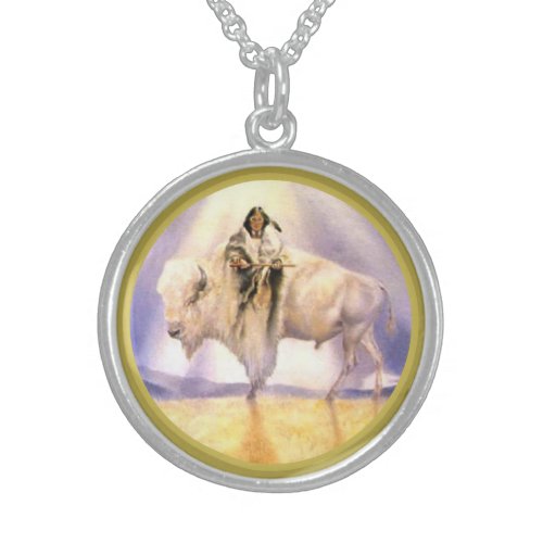 Lakota Sioux Legend of the White Buffalo Calf Sterling Silver Necklace