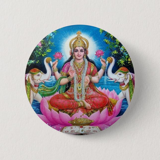 Lakshmi Goddess of Love, Prosperity, and Wealth Button (Front)