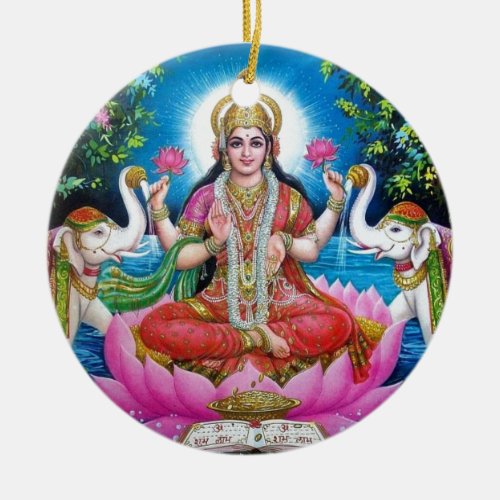 Lakshmi Goddess of Love Prosperity and Wealth Ceramic Ornament