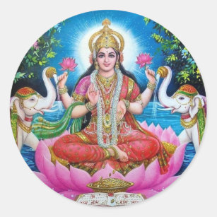 Lakshmi Goddess of Love, Prosperity, and Wealth Classic Round Sticker