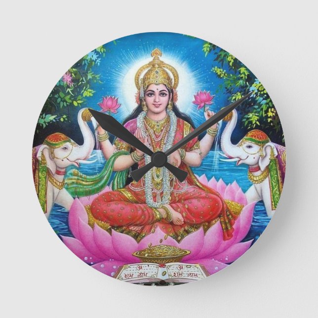 Lakshmi Goddess of Love, Prosperity, and Wealth Round Clock (Front)