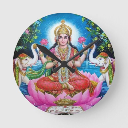 Lakshmi Goddess of Love Prosperity and Wealth Round Clock