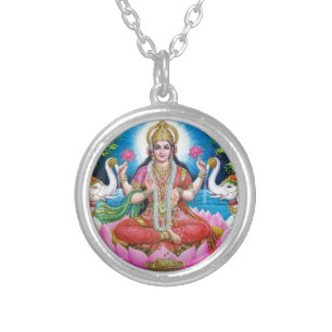 Lakshmi Goddess of Love, Prosperity, and Wealth Silver Plated Necklace