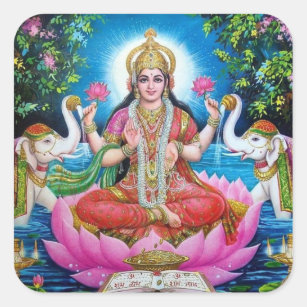 Lakshmi Goddess of Wealth, Happiness, and Beauty Square Sticker
