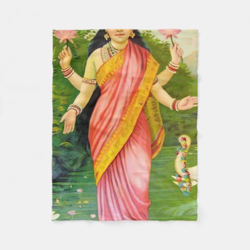 Lakshmi Hindu Goddess Fleece Blanket