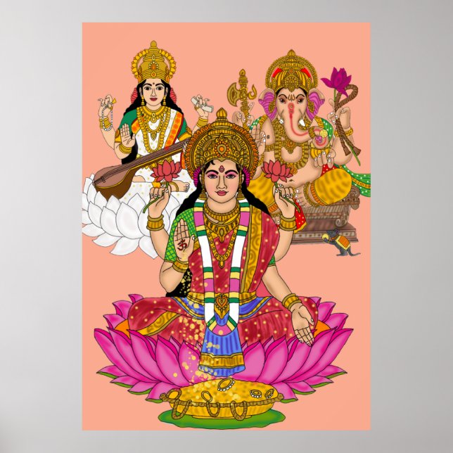 Lakshmi Saraswati Ganesha Poster (Front)