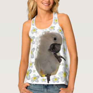 Lala the Cockatoo Foot Up With Plumeria Tank Top