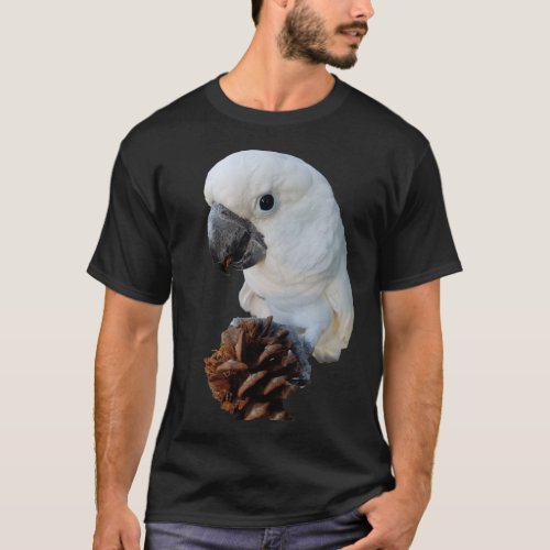 Lala The Cockatoo with Pine Cone Black Tshirt