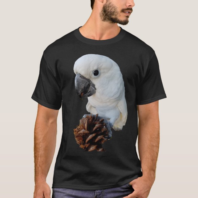Lala The Cockatoo with Pine Cone Black Tshirt (Front)