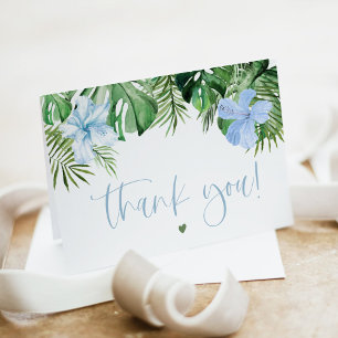 LALANI Blue Hibiscus Beach Luau Tropical Letterpress Thank You Card