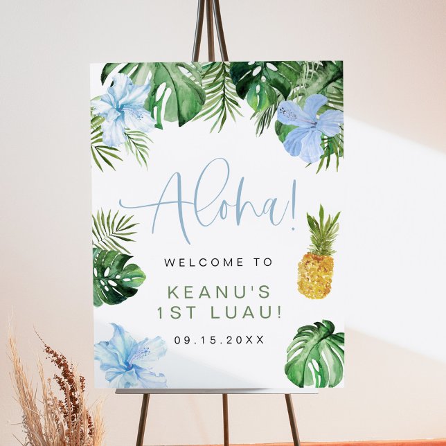 LALANI Tropical Blue Hibiscus Luau 1st Birthday Foam Board (Creator Uploaded)