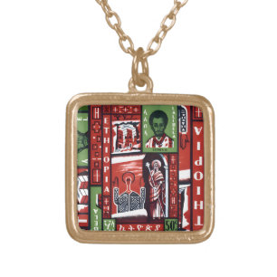 Lalibela Ethiopia Selassie Rasta Rastafari Reggae Gold Plated Necklace