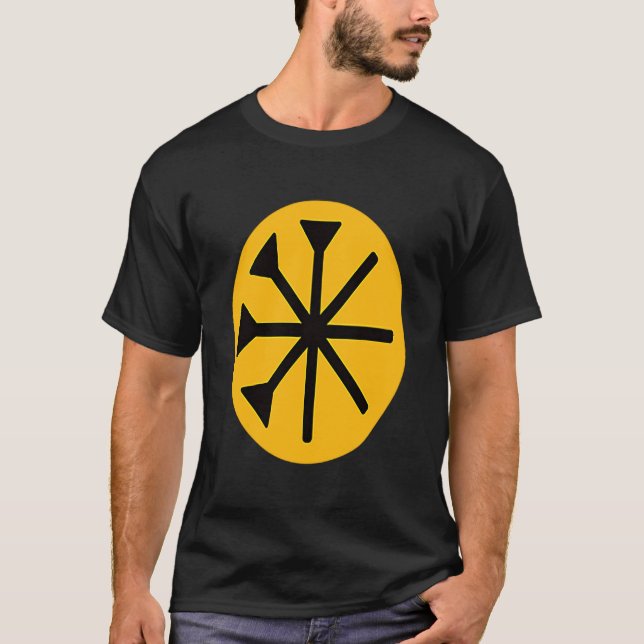 Lalish Ezyxan Flag Yazidi Melek Taus Ezidi Black T-Shirt (Front)