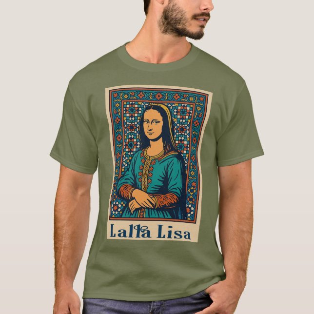  Lalla Lisa – Mona Lisa with Moroccan Mosaic Art S T-Shirt (Front)