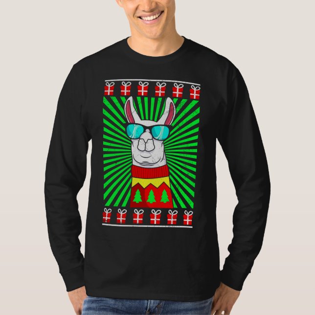 Lama Alpaca Christmas Ugly Christmas T-Shirt (Front)
