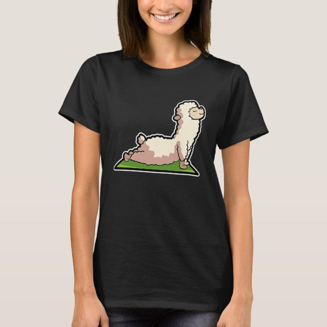 Lama Alpaca Yoga Poses Sport Gymnastics Ohmmm Hear T-Shirt (Front)