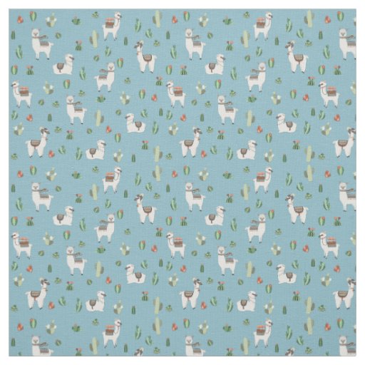 Lama and cactus pattern fabric