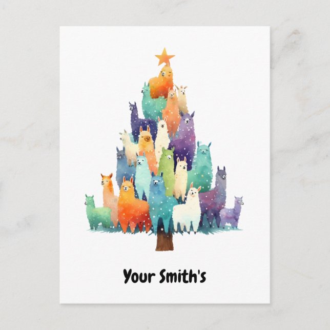 lama Christmas Holiday Postcard (Front)
