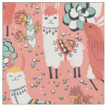 Lama in cactus jungles fabric