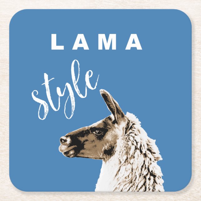 Lama Style Square Paper Coaster (Front)