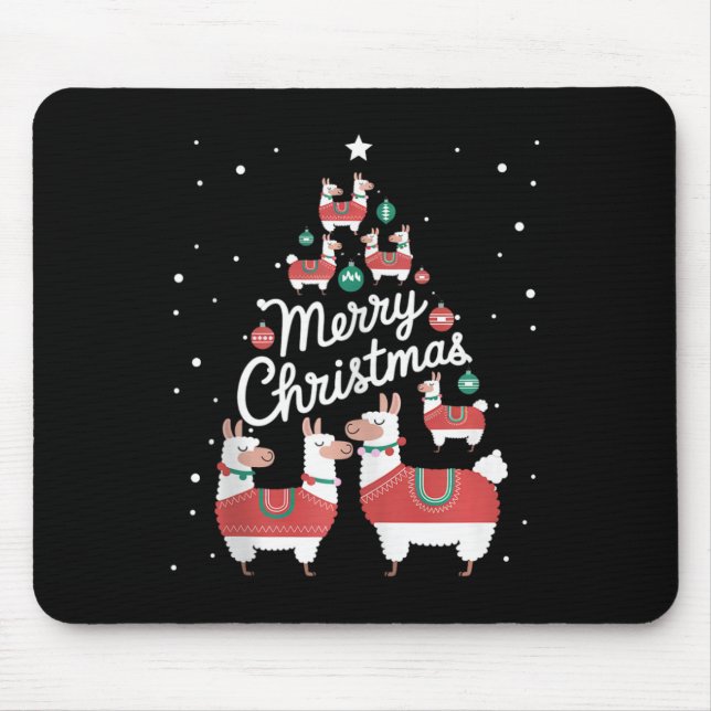 Lama Xmas Tree Llamas Christmas Tree  Mouse Pad (Front)