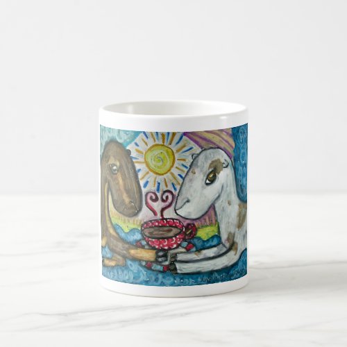 LaMancha Dairy Goat Drinking Coffee Art Mug