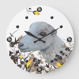 LaMancha Goat Painting Floral  Wall Clock