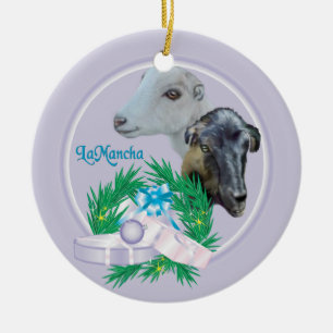 LaMancha Goat Wreath Holiday Ornament