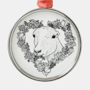 LaMancha Head in Heart Metal Ornament