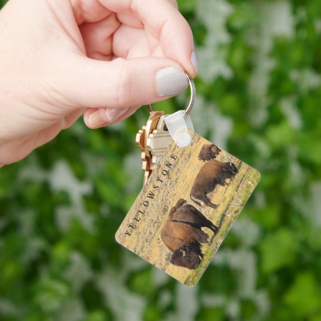 Lamar Valley Bison Yellowstone National Park Keychain (Hand)
