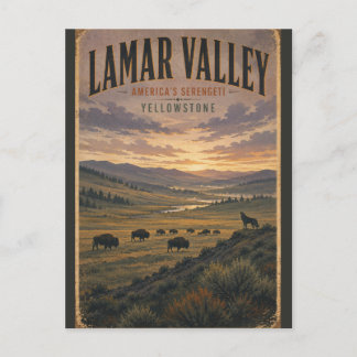 Lamar Valley Yellowstone Vintage Wildlife Travel Postcard