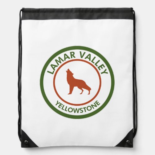 Lamar Valley Yellowstone Wolf Drawstring Bag