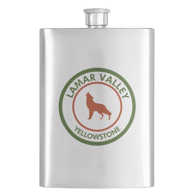 Lamar Valley Yellowstone Wolf Flask (Front)