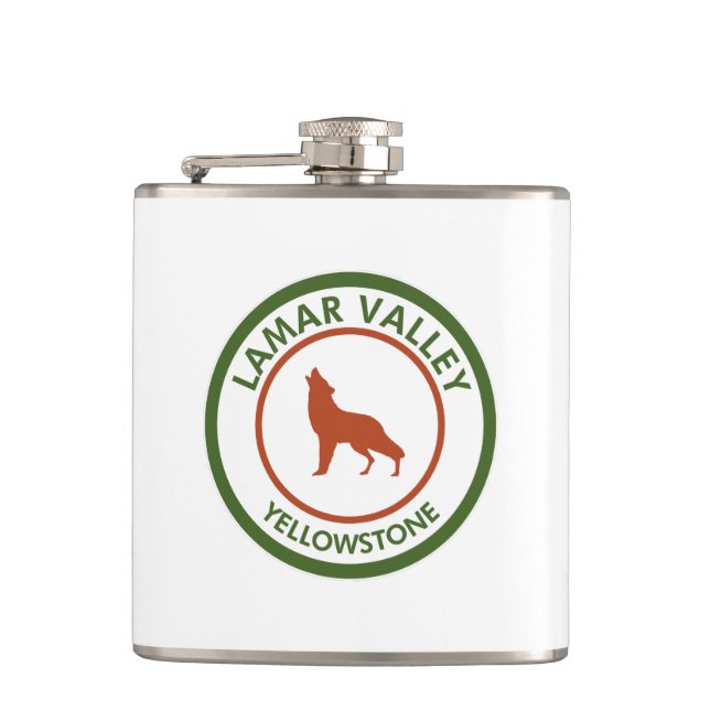 Lamar Valley Yellowstone Wolf Flask (Front)