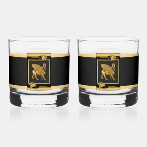 Lamassu winged bull Drinkware Set Whiskey Glass