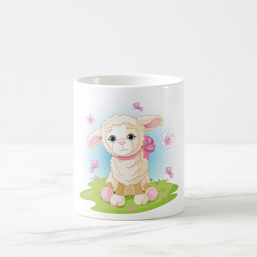 Lamb And Butterflies Coffee Mug