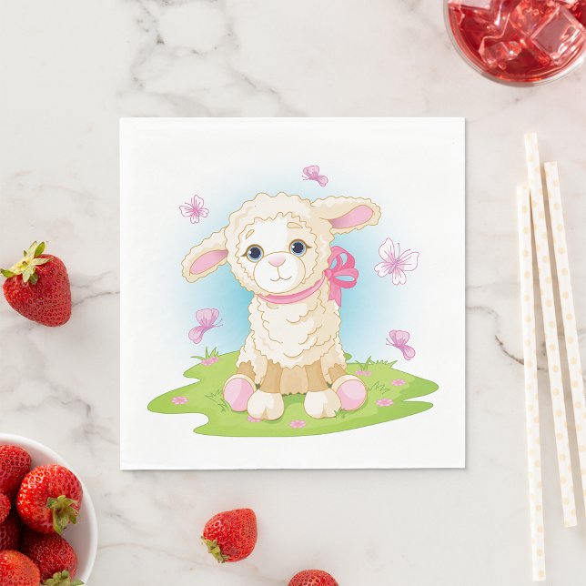 Lamb And Butterflies Napkins (Creator Uploaded)
