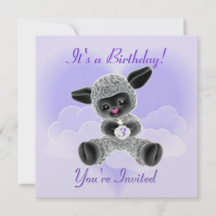 Lamb and Clouds Child's Birthday Invitation
