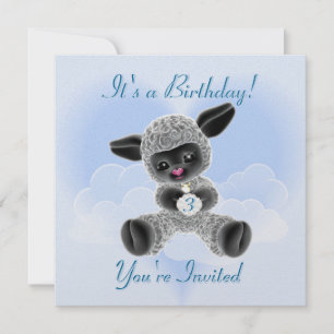 Lamb and Clouds Child's Birthday Invitation