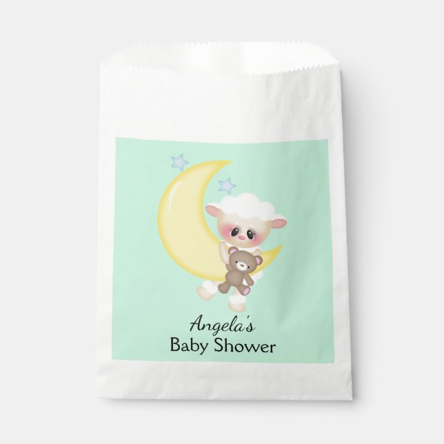 Lamb and Crescent Moon Baby Shower Favor Bag (Front)