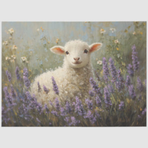 Lamb and Lavender Painting Decoupage Tissue Paper